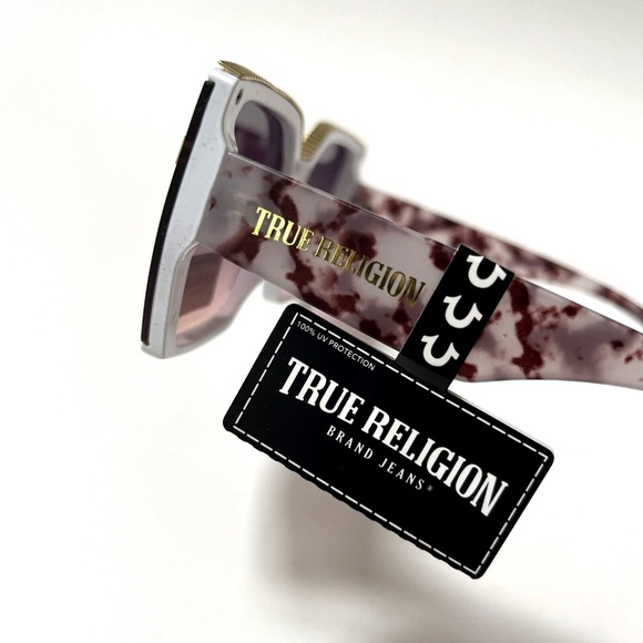 New Original TRUE RELIGION Square Sunglasses Oversized White Tortoise Shell main image 6